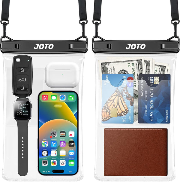 JOTO 2 Pack Large Waterproof Phone Pouch - IPX8 Universal Underwater Dry Bag for iPhone 15/14/13/12/11 Pro Max