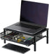 Metal Computer Monitor Stand with Drawer, Desktop Riser for Laptop, Printer, and Monitor, Black