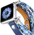 fastgo Leather Bracelet Band Compatible with Apple Watch 38mm 40mm 41mm, Dressy Elastic Beaded Jewelry Strap (Blue)