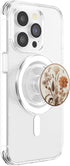 Minimalist Floral Art Boho Aesthetic Cream Light Brown PopSockets PopGrip for MagSafe