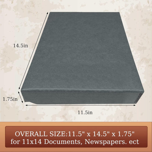 Golden State Art, Archival Folio Storage Box 11x14, Clamshell Design with Metal Edge, Preserve And Store Photos Documents Cards Prints Arts And Crafts DIY, Gray by Golden State Art