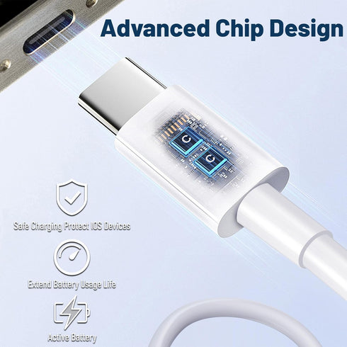USB C to USB C Charger Cable (6.6ft), 60W (3A) for iPhone 15/15 Pro/15 Plus/15 Pro Max, iPad Mini 6, MacBook Pro
