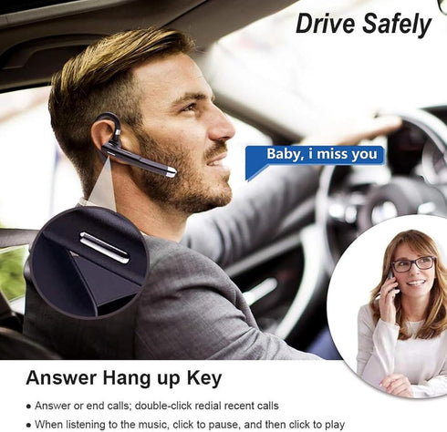 Headset 5.3 Wireless Business Earpiece Built-in Mic Noise Cancelling Headphone Handsfree Sports Earphone for Android