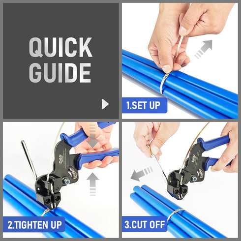 Stainless Steel Cable Tie Gun Kit with 150PCS Ties, Tool for Fastening and Cutting Metal Cable Ties