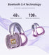 King Lucky Clip on Earbuds, Open Ear Wireless Bluetooth 5.4 Headphones with Mic, 50H Play, Waterproof, Sports (Purple)