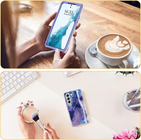 Esdot Samsung Galaxy S22 Plus Case - Fashionable Protective Phone Case Passing 21ft Drop Test (Purple Opal Marble)