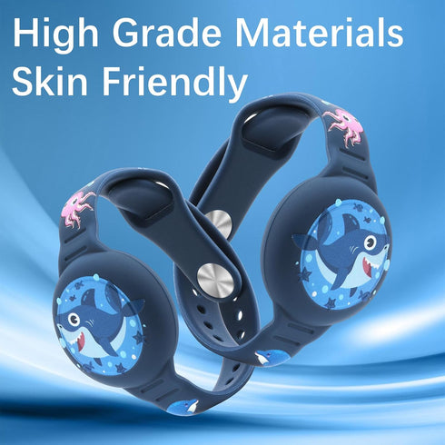 2 Pack AirTag Bracelet for Kids, Waterproof Cute Cartoon Holder with Soft Silicone Anti-Lost Wristband Accessories