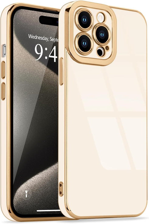 Lafunda Designed for iPhone 15 Pro Max Case, Cute Luxury Plating Case for Women Girls with Camera Protection Shockproof