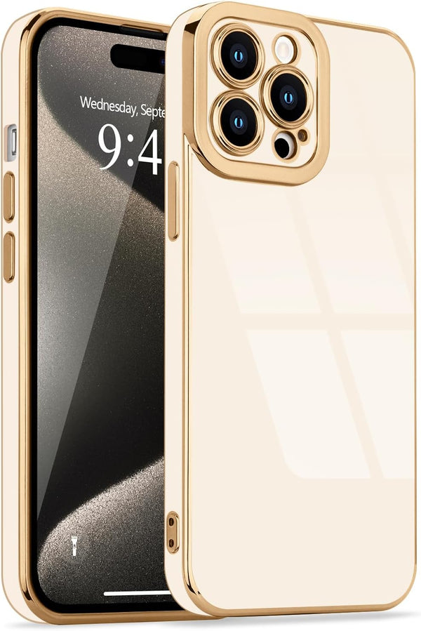 Lafunda Designed for iPhone 15 Pro Max Case, Cute Luxury Plating Case for Women Girls with Camera Protection Shockproof