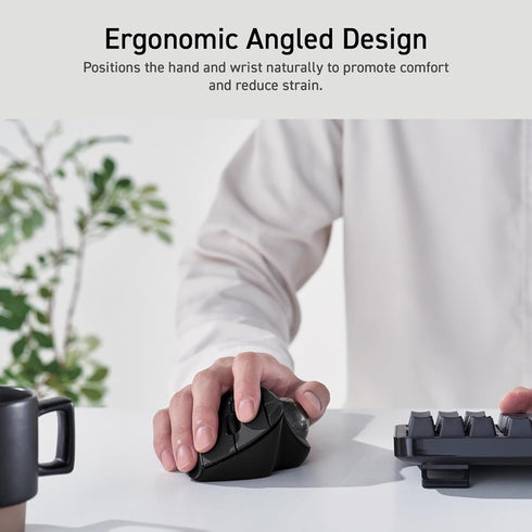 ELECOM Ergonomic Comfort Design Trackball - Wireless 2.4GHz Connect, Super-Smooth Tracking, Compatible for Windows, PC,