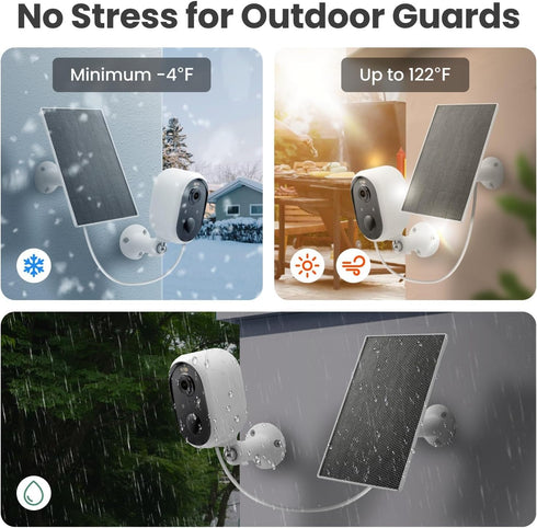 Aurumbach 2K Detection,2.4GHz 2-Way Solar Security Camera Outdoor Wireless, Color Night Vision, Battery Powered PIR