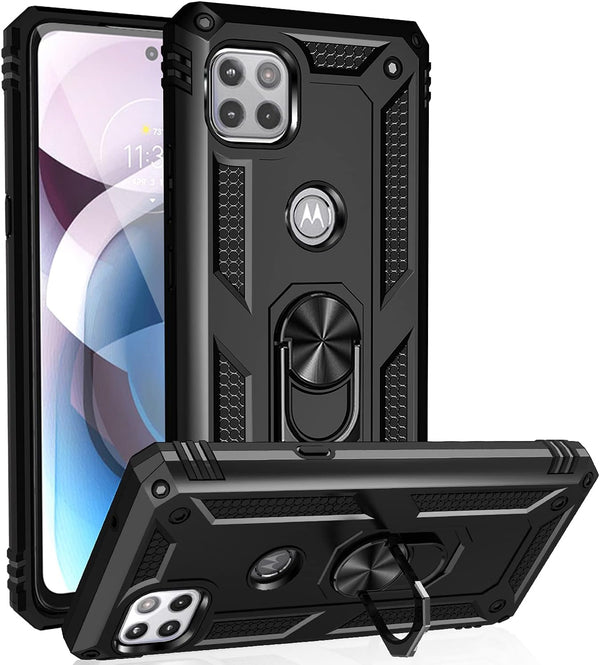 Military Grade Drop Impact Case for Moto One 5G Ace, Heavy Duty Shockproof Armor with 360 Metal Rotating Ring
