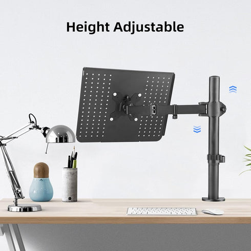 suptek Single Laptop Notebook Desk Mount with Tray for 13-27 inch Computer Screen, Adjustable Laptop Desk Arm
