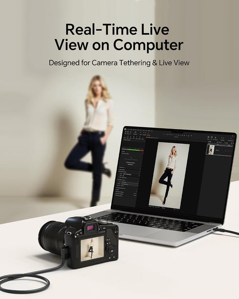 10ft-USB 3.2 Gen2 10Gbps C Camera Transfer Cable, USB Data Transfer & Live View Cord,Thickened Copper Core,Ideal