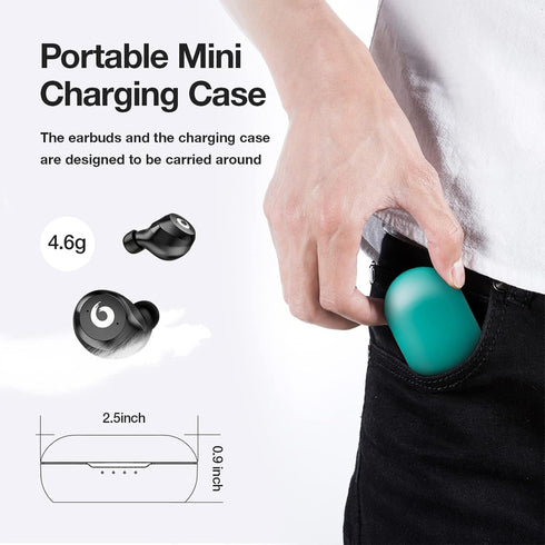 X9 Wireless Earbuds, Bluetooth 5.3 Waterproof Stereo Earphones with Touch Control and Microphone, Deep Bass, Green-Gray