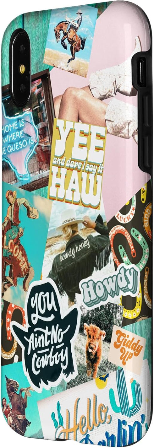 iPhone X/XS Case, Western Cowgirls Howdy Giddy-up Boho Aesthetics Country Chic