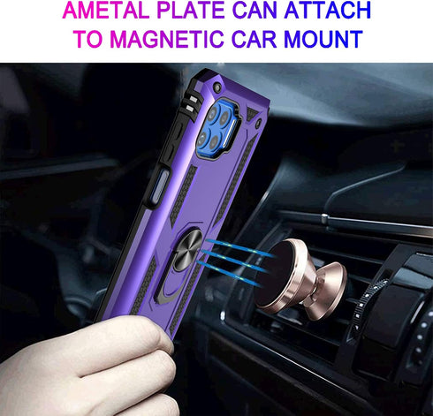 Androgate Compatible with Moto One 5G Case - Military-Grade Metal Ring Kickstand 22ft Drop Tested Shockproof Cover