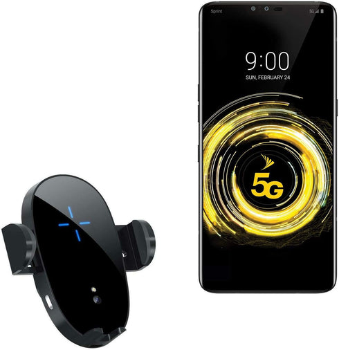 BoxWave Car Charger for LG V50 ThinQ 5G - Wireless Charging Auto Mount, Qi Car Charger Stand Mount Air Vent, Black