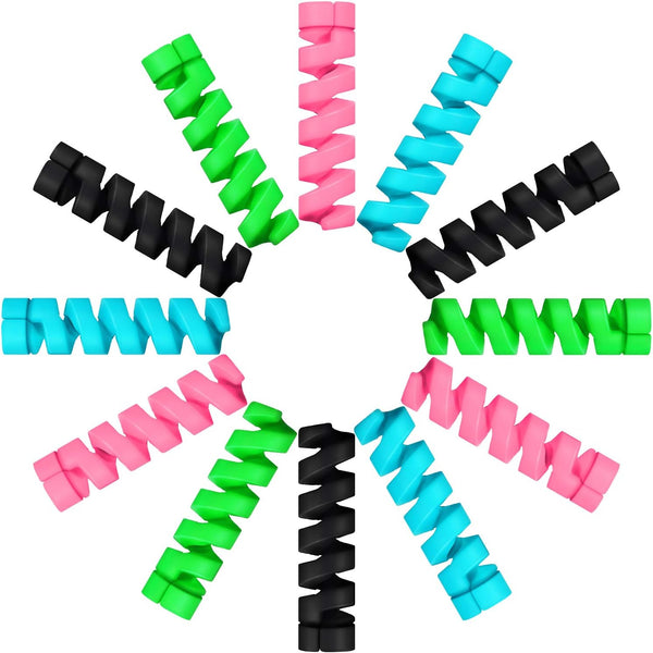 Jetec 24 Pcs Charger Cable Protector,Silicone Flexible Cable Saver,Spiral USB Mouse Wire Protector