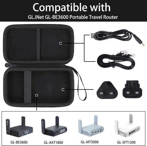 Baval GL-BE3600/GL-MT3000/GL-AXT1800/GL-SFT1200/TP-Link 7 BE3600 for GL.iNet ROAM Portable Travel Router Hard Carrying