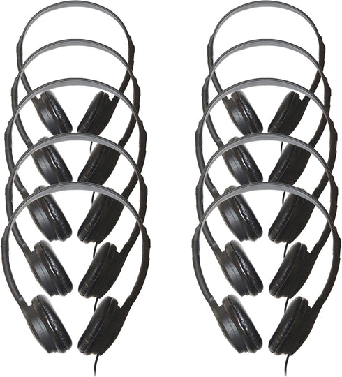 Soundnetic SN313 Classroom Over The Head Stereo Headphones with Leatherette Earpads, Black, Count of 10, Pack of 1