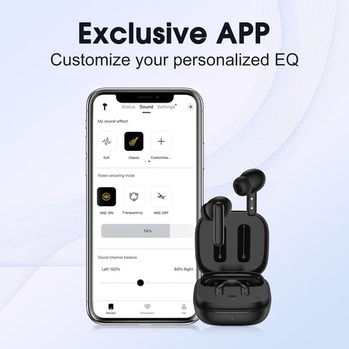 QCY T13 ANC Active Noise Cancelling Wireless Earbuds, Bluetooth 5.3 Headphones with 30H Playtime, IPX5 Waterproof