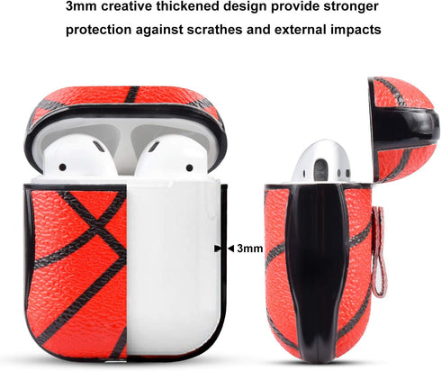 Cute Funny Hard Designer Protective Case for Boys Kids with Keychain for Charging Case 2&1, Basketball