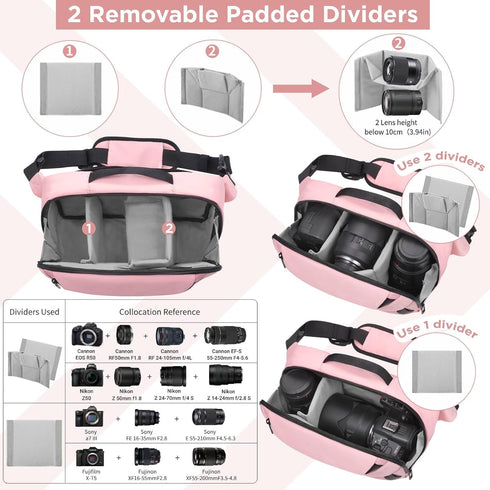 TAAOKA Camera Sling Bag,Waterproof Camera Case with Tripod Holder,Lightweight DSLR/SLR/Mirrorless Camera Bags Crossbody
