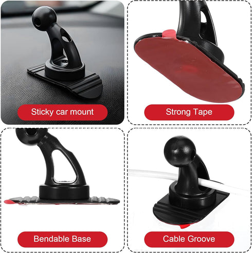 Andibro 2Pack 17mm Adhesive Ball Mount Replacement with Sticky Adhesive Pads, Sticky Ball Mount for Car Dashboard