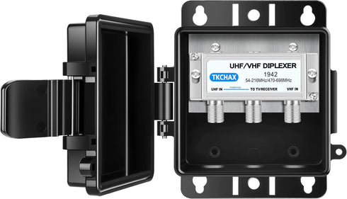 TKCHAX 2 1 UHF/VHF TV Antenna Combiner & Diplexer: Eliminate Rotators, Merge Antennas into Coax Output - Weatherproof