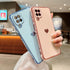 phylla Pink Galaxy A12 6.5” Phone Case, Cute Love Heart Gold Plating Edge Luxury Elegant Shockproof Cover