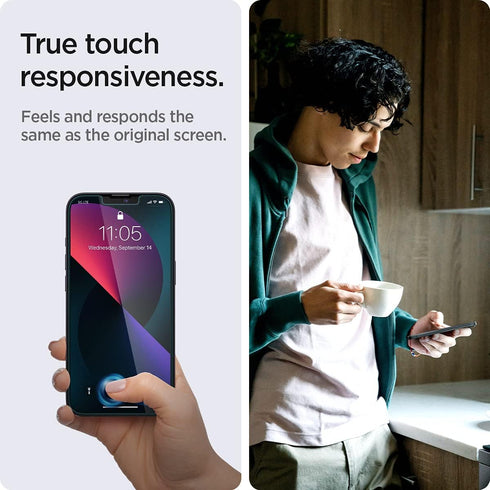 Spigen GlasTR EZ FIT Tempered Glass Screen Protector for iPhone 13 Mini - Case Friendly, 2 Pack