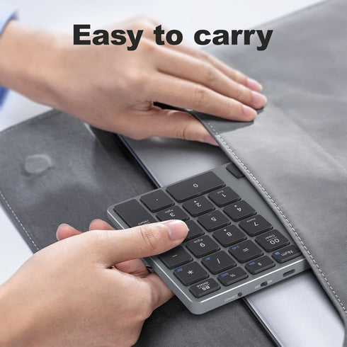 MOFII Bluetooth Number Pad for Laptop - Gray Wireless Numeric Keypad, 35 Keys USB-C Rechargeable Numpad