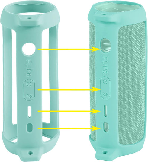 co2CREA Soft Silicone Case Replacement for JBL Flip 6 Portable Bluetooth Speaker (Teal)