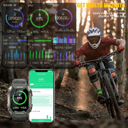 Smart Watches for Men - 1.71" HD Fitness Watch with Heart Rate Monitor, 5ATM Waterproof, 24 Sports Modes, 2 Bands