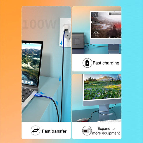 USB C to USB C 3.1 Cable 3.3FT, 10Gbps USB 3.1 Gen 2, 100W Fast Charging, 4K@60Hz Monitor Cord for Thunderbolt 3/4,