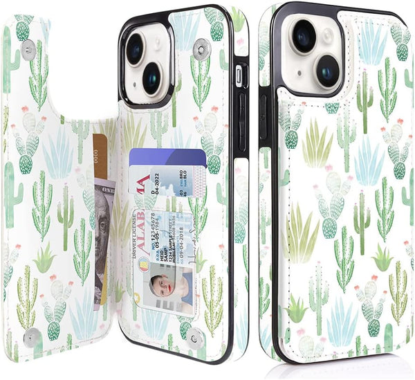 uCOLOR Compatible with iPhone 13/14 6.1 Inch Wallet Case, Card Holder Folio Flip PU Leather Kickstand with RFID