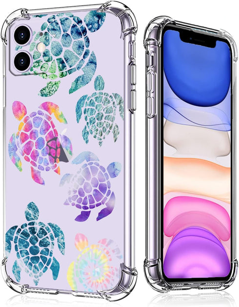 Sea Turtles iPhone 11 Case, Ocean Creatures Pattern Design for Women Men, Soft Transparent TPU Bumper Case for iPhone 11