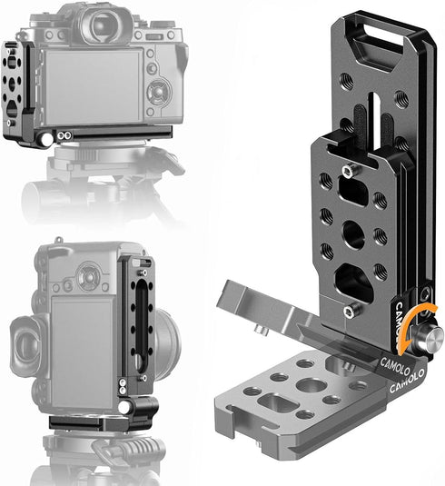 CAMOLO RIG Foldable DSLR Camera L Bracket,Vertical Horizontal Switching Tripod,Arca-Swiss Base,1/4" Srew Hole,Quick Release