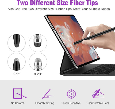 Granabol Sensitivity Capacitive Stylus, 4 in 1 Touch Screen Pen with 8 Extra Replaceable Tips, 2Pcs for iPhone iPad