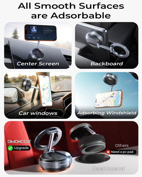 DIMONCOAT 2026 Car119+LBS 360 17 S26 Upgraded Vacuum Magnetic Phone Holders for Your Strongest Suction for Magsafe Car
