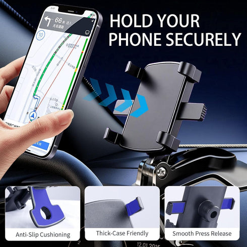 YUHENG Visor,360 17 37 Car Phone Holder Mount for Dashboard Rearview Mirror Sun Rotation & Strong Grip,Universal