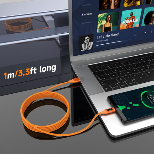 Type-C Cable with LED Display, Compatible with iPhone 15/Plus/Pro/Pro Max, MacBook Air/Pro, Galaxy S24