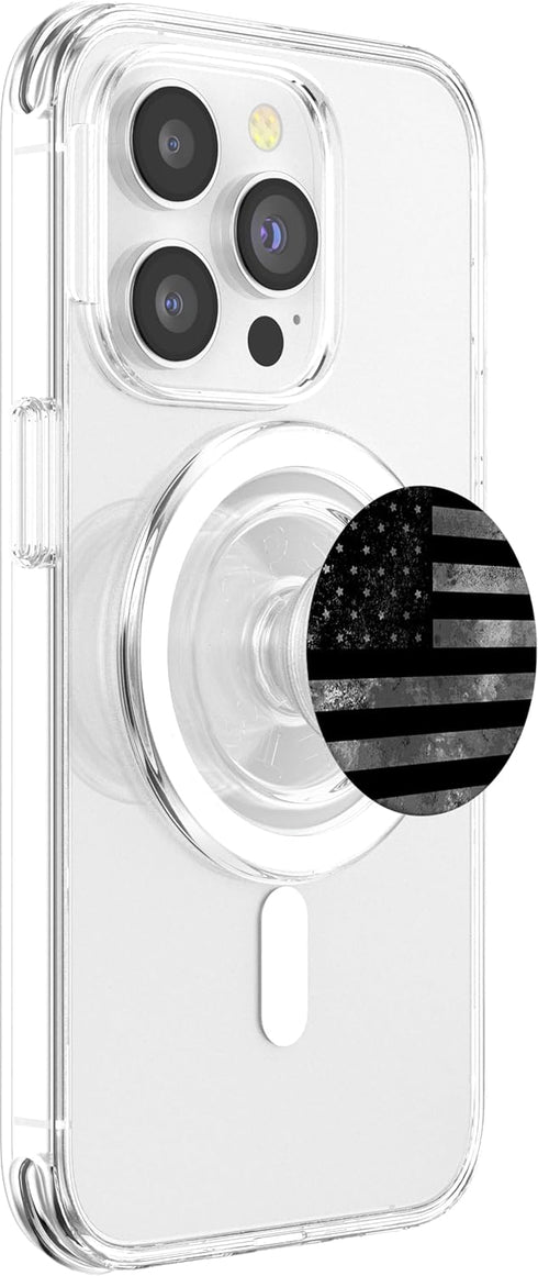 PopSockets PopGrip for MagSafe, Grungy Grey Black American US Flag Vintage Patriotic Gift