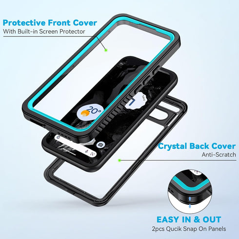 Lanhiem IP68 Waterproof Case for Google Pixel 8a, Built-in Screen Protector, Rugged Full Body Shockproof Phone Case,