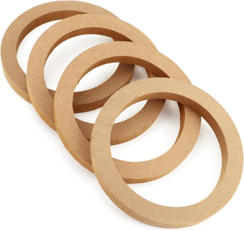 QWORK Wooden Speaker Spacer Rings, 4 Pcs 6.5" Car MDF Speaker Ring for 6.5 Inch Speakers