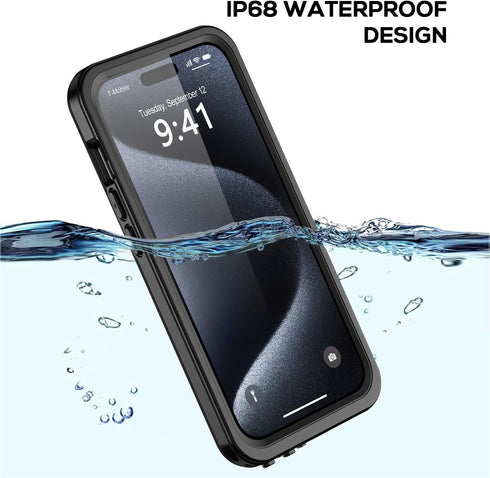 Waterproof Case for 15 Pro Max - Shockproof IP68 Full-Body Sturdy Case with Built-in Screen Protector, Durable
