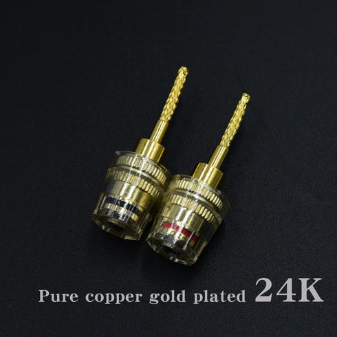 2-Pack Gold Plated 24K 4mm Female to 2mm Pin Banana Adapter for Speaker Terminals