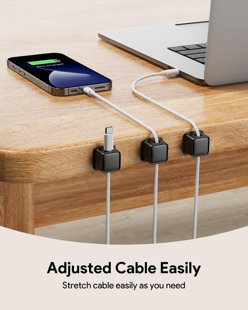 12 Pack Magnetic Cord Organizer, Easy Secure Adhesive Cable Management, Wire Holder Keeper Organizer Management, Hide Or Organize Phone USB Charger Cable for Home,Office,Car,Desk,Nightstand-Black