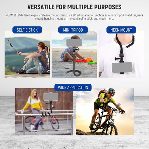 NEEWER Flexible Phone Holder with Magnetic Quick Release Mount, Compatible with Insta360, DJI Action, Bendable Selfie